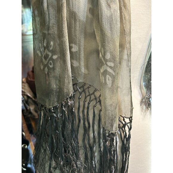 Bohemian Style Sheer Scarf With Fringe - Picture 2 of 3